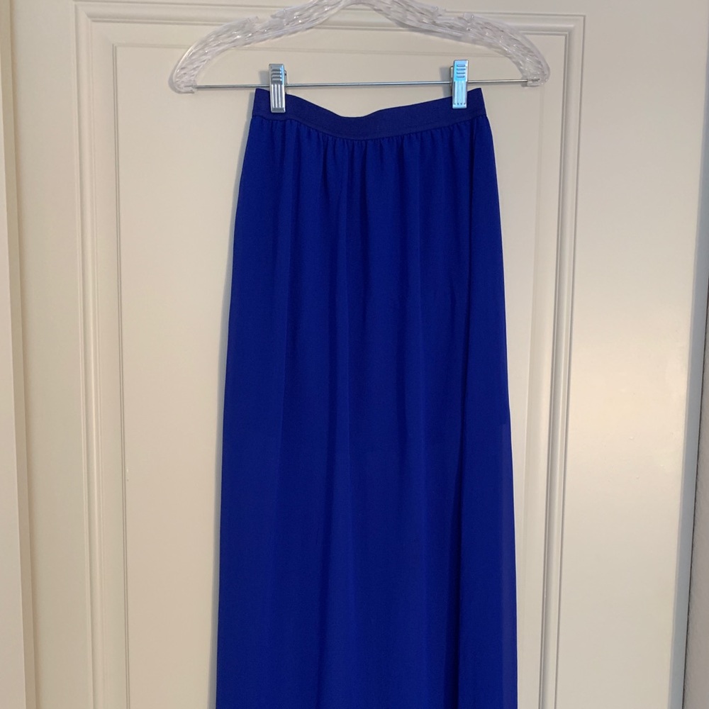 Blue Flowy Maxi Skirt